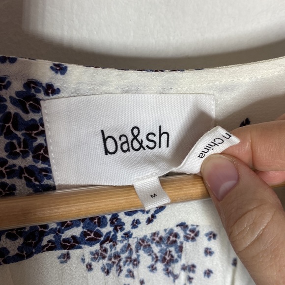 BA&SH Bruce microfloral print shirred v-neck blouse in ecru size M - Picture 10 of 13